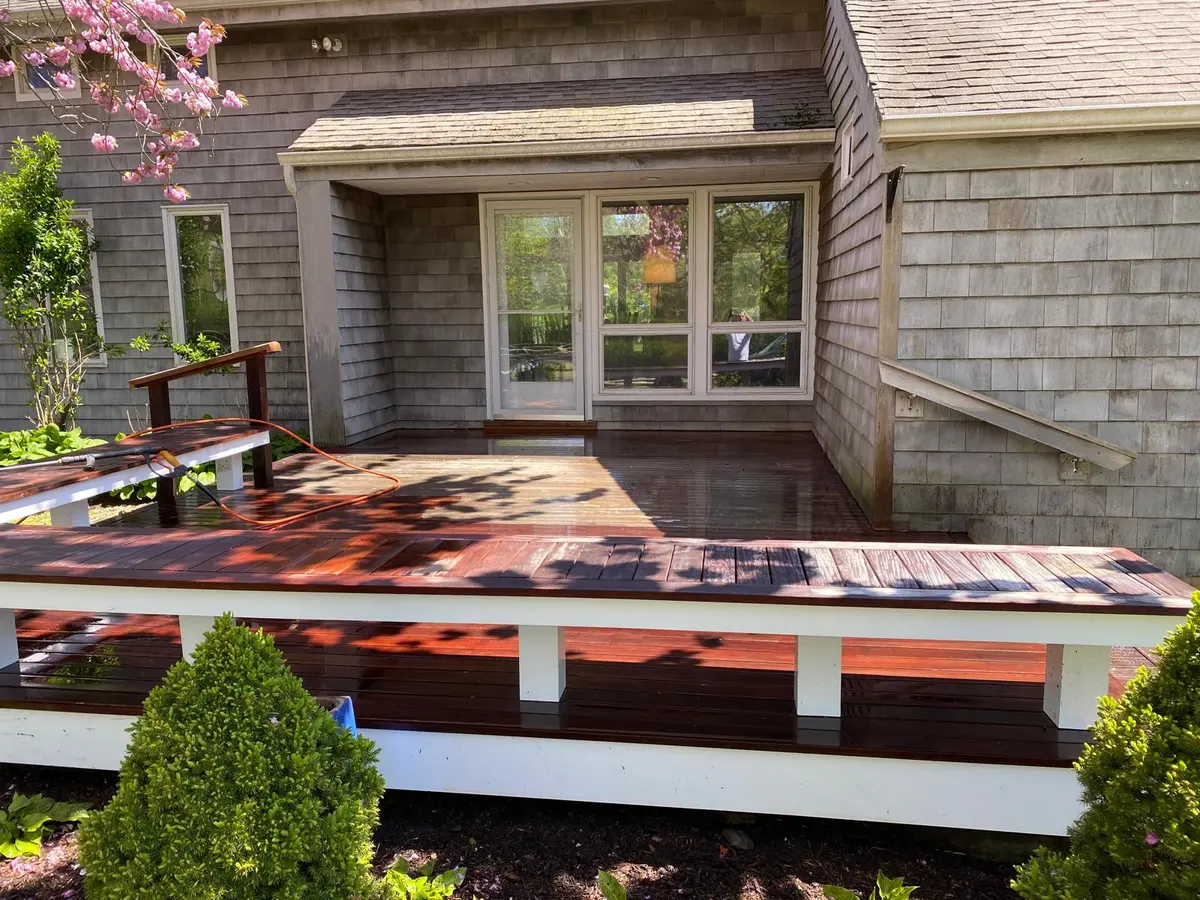 Finished reddish-brown stained deck
